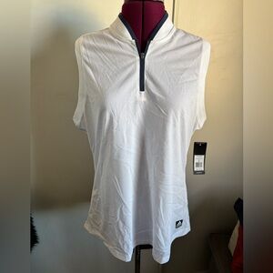 NWT Adidas Women’s White Sleeveless Zip-Front Golf Polo, Size XL